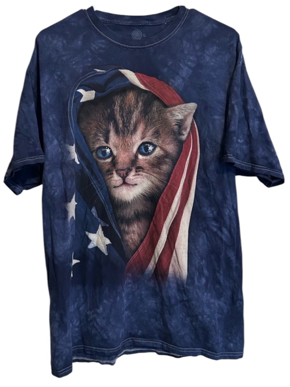 The Mountain 90’s Tie Dye Patriotic Cat Unisex Tee